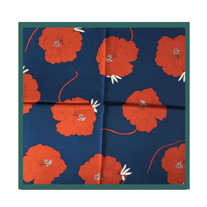 Korean Floral Silk Scarf - 100% Mulberry Silk