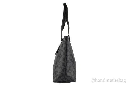 Coach Graphite Signature Coated Canvas Leather Gallery Tote Bag