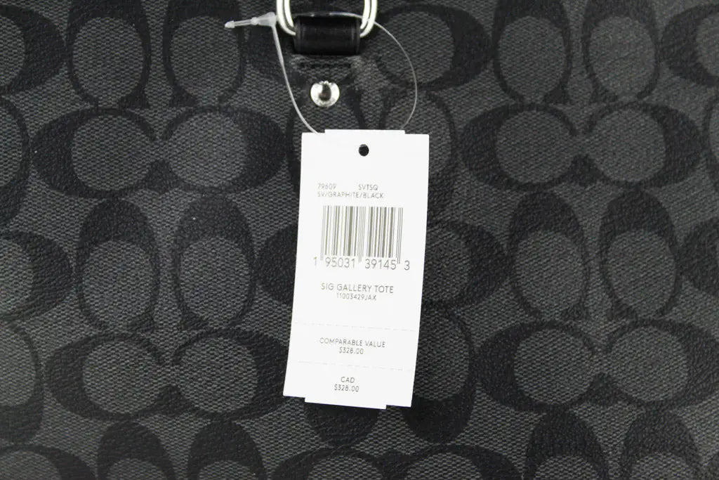 Coach Graphite Signature Coated Canvas Leather Gallery Tote Bag